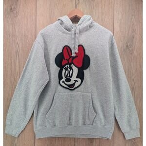 Disney‎ Minnie Mouse Chenille Graphic Hoodie Heather Gray Size Large